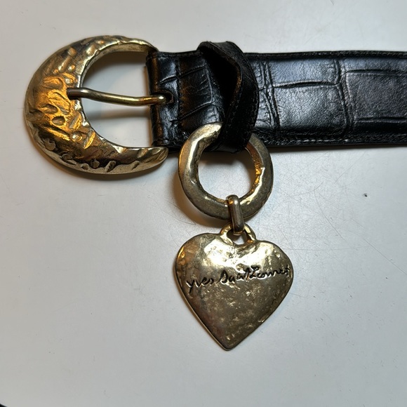 Yves Saint Laurent Vintage 80s Rare black Alligator Belt~Monogram Gold ❤️ Dangle - Picture 2 of 14